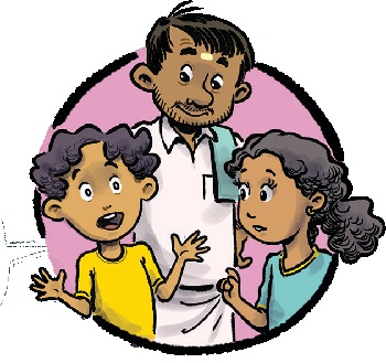 Eshwarappa is sharing this incident with his daughter Roxie, and with his son Estu.